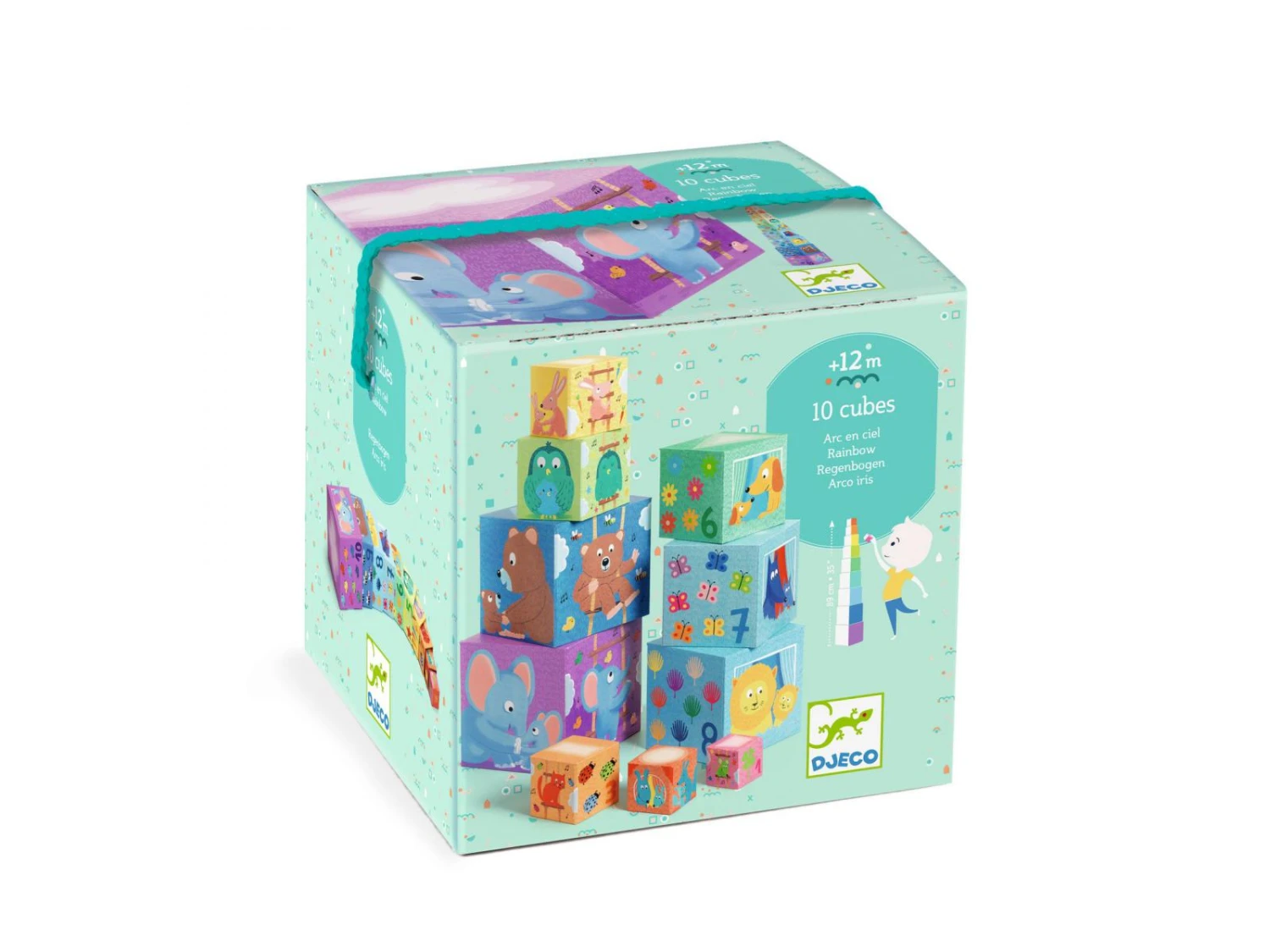 Djeco DJ08510 - Cubes Premier âge - 10 Cubes Arc En Ciel